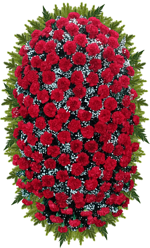 Траурный венок из живых цветов с элегантным оформлением в Алматы